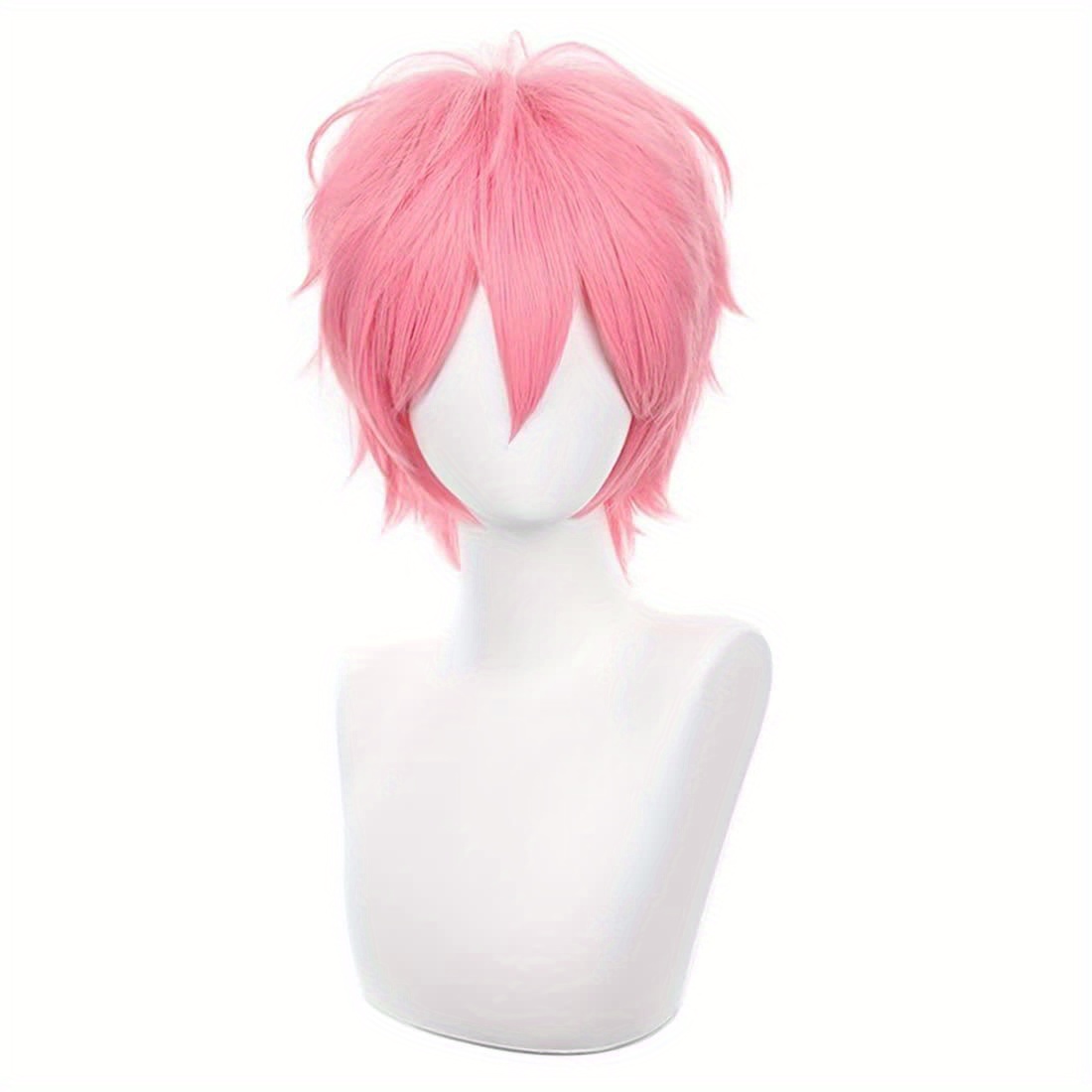 Tech Accessories For Men - Perruque Cosplay Courte Rose pour Hommes