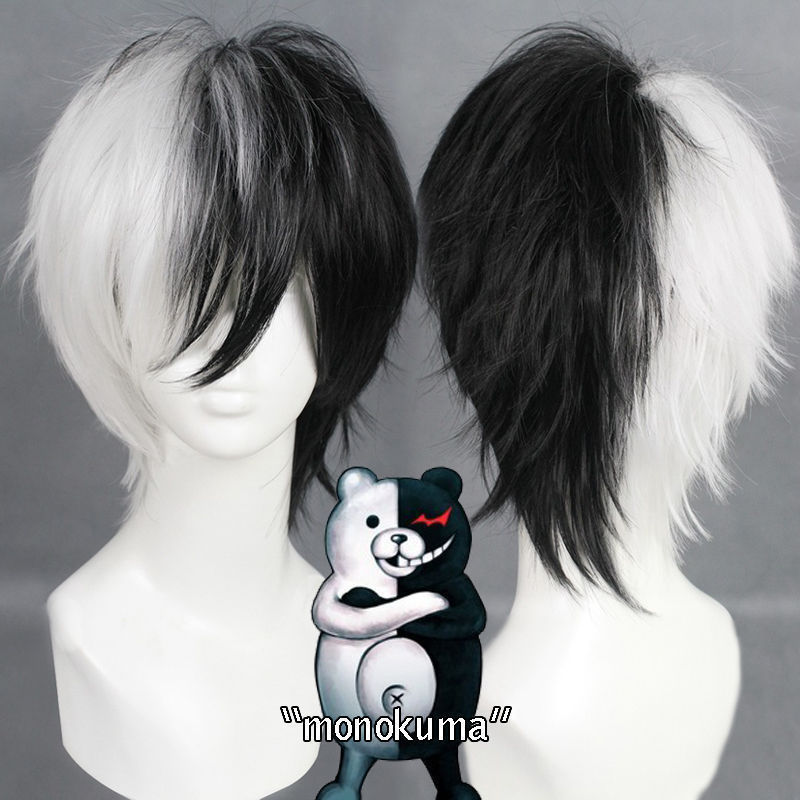 Tech Accessories For Men - Perruque Cosplay synthétique noire et blanche